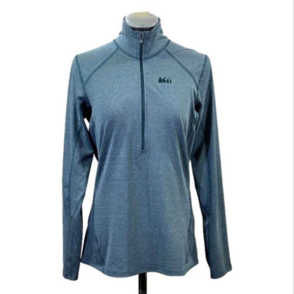 REI athletic shirt 1/4 zip pinstriped green, S